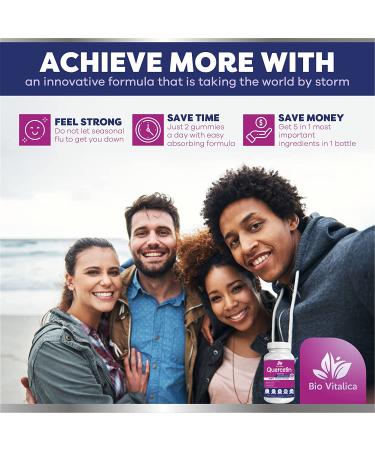 BioVitalica Quercetin Gummies - Immune Support with Bromelain, Vitamin C, Zinc, Elderberry & D3 - 750mg for Kids & Adults - Buy Online on GoSupps.com