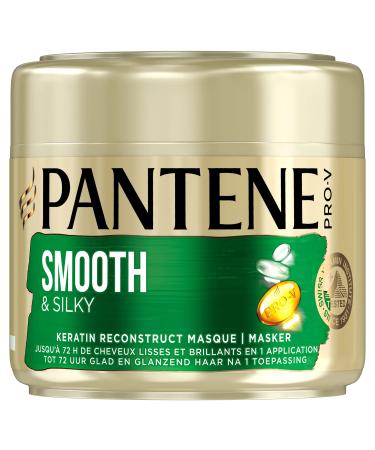 Pantene pro-v, smooth & silky hair mask, with keratin, for frizzy and dull hair, controls frizz and makes hair silky, 300 ml format