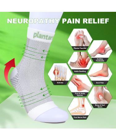 Plantarelief Neuropathy Socks for Women & Men - Compression Ankle Socks for Pain Relief & Swelling - 2 Pairs L/XL - White - Buy Online on GoSupps.com