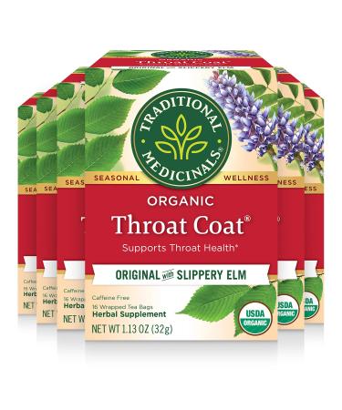 Traditional Medicinals Organic Throat Coat Seasonal Tea, 16 Count (Pack of 6)