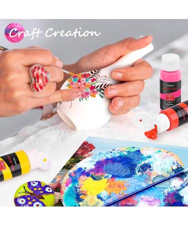 Caliart Acrylic Paint Set - 24 Colors (59ml/2oz) with 12 Brushes - Ideal for Artists, Kids, Beginners - Easter Basket Stuffers - Pumpkin Canvas, Ceramic, Rock Painting Supplies - Buy Online on GoSupps.com