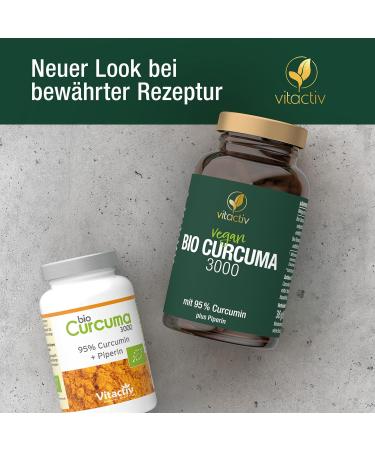 Vitaciv Organic Curcuma 3000 - High Dose Turmeric Curcumin Extract 95% - Vegan 180 Capsules (3 Pack) | Enhanced Bioavailability with Piperine | No Magnesium Stearate - Buy Online on GoSupps.com