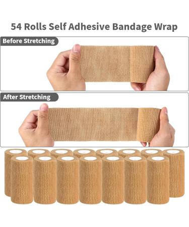 54 Pack Self Adhesive Bandage Wrap - 4" x 5 Yards Cohesive Vet Wrap for Sports Dogs & Pets | Breathable Elastic Self-Adherent Tape - Buy Online on GoSupps.com