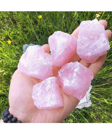 LAIDANLA Rose Quartz Natural Rough Stones Crystal Large Raw Crystals Bulk 1.5-2inch Healing Gemstones for Reiki Healing Tumbling Fountain Rocks Wire Wrapping Decoration Cabbing Lapidary 4PCS 0.5lb