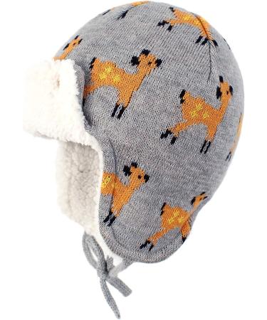 Kids Winter Beanie Hat with Animals Earflap, Fleece Lining - Deer Design, 2-4 Years - Buy Online on GoSupps.com