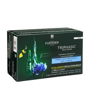 Ren  Furterer TRIPHASIC Reactional Concentrated Serum - For Sudden Thinning Hair - Postpartum  Stress - Drug-Free - 12 ct.  3-Month Supply