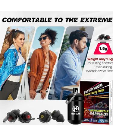 Naiicute Motorcycle Earplugs with Band - 2 Pairs Soft Silicone Hearing Protection -25dB Noise Reduction Transparent Black for Riders & Tourists - Buy Online on GoSupps.com