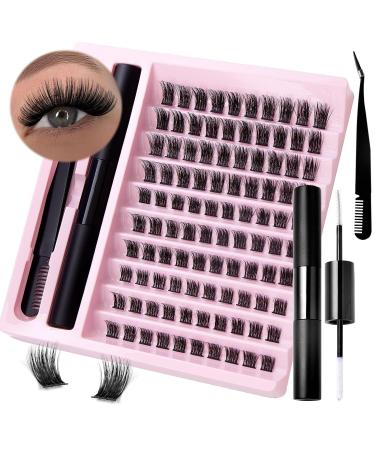 100 Clusters False Eyelashes D Curl - DIY Eyelash Extensions with Glue for Beginners | International Shipping - Buy Online on GoSupps.com