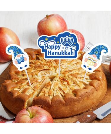 Whaline 48Pcs Happy Hanukkah Cupcake Topper Menorah Star Gnome Cupcake Picks Blue Chanukah Food Picks for Cake Decoration Party Supplies - Buy Online on GoSupps.com