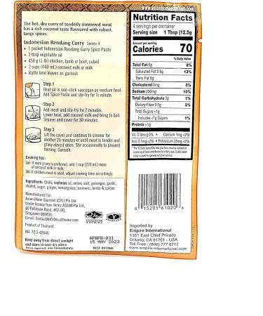 Asian Home Gourmet Indonesian Rendang Curry 50g - Buy Online on GoSupps.com