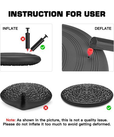 EVERYMILE Inflated Balance Board Wobble Cushion - Extra Thick Core Exercise & Physical Therapy Training for All Ages - Black - Buy Online on GoSupps.com
