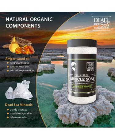 Dead Sea Collection Muscle Recovery Bath Salts for Men - Soothing Amber Wood Mineral Salt Soak - 34.2 OZ for Healing and Relaxation - Buy Online on GoSupps.com