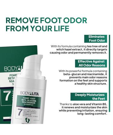 BodyLita Foamy Foot Shampoo Removes Odor Daily Deodorising Deep Hydration Foot Odor Eliminator for Feet 3.38 Fl Oz (1) - Buy Online on GoSupps.com
