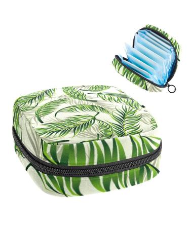 Women's bonds storage pockets Stillpad holder green leaves pattern tropical portable period kit pocket feminine product bag for women girls color2