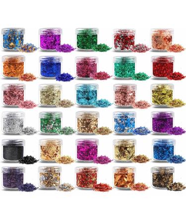 30-Color Metallic Foil Flakes for Resin Art, Nail Art & Jewelry Making - Buy Online on GoSupps.com