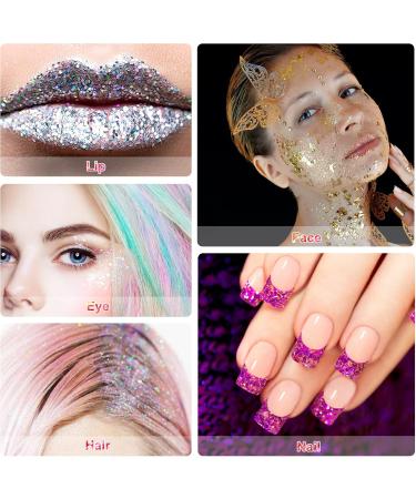 Vegena Body Glitter Gel - 5-Pack Chunky Face & Hair Makeup for Festivals | White Silver Gold Pink Blue - Buy Online on GoSupps.com