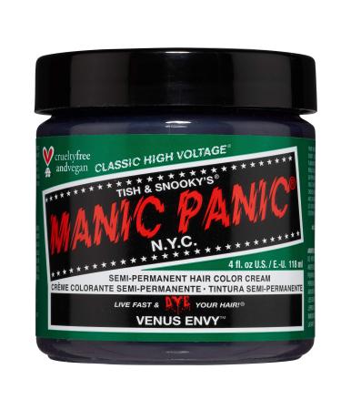 MANIC PANIC Venus Envy Hair Dye   Classic High Voltage - Semi Permanent Hair Color - Dark Neutral Green Shade - For Dark & Light Hair   Vegan  PPD & Ammonia-Free - For Hair Coloring on Men & Women Venus Envy 4 Fl Oz (Pac...