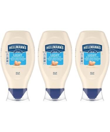 HELLMANNS Light Mayonnaise For a Creamy Condiment for Sandwiches and Simple Meals Light Mayo Squeeze Bottle Made With 100% Cage-Free Eggs 20 oz, Pack of 3 20 Ounce (Pack of 3)