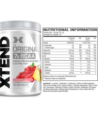 XTEND Original BCAA Powder Raspberry Pineapple - 7g BCAAs + Electrolytes for Recovery - Muscle Supplements - Amino Energy Post-Workout | 30 Servings - Buy Online on GoSupps.com