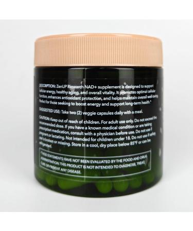 ZenUP NAD+ Supplement | 1100mg Liposomal Nicotinamide Riboside with Resveratrol & Quercetin | Anti-Aging Cellular Energy Mental Focus | 120 Caps - Buy Online on GoSupps.com