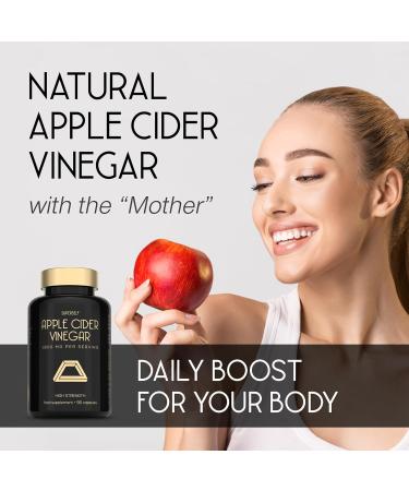 Apple Cider Vinegar Capsules with Mother - High Strength 90 Capsules 1800mg - Raw Unfiltered Apple Cider Vinegar Tablets - ACV Supplement for Women & Men - UK Keto Diet Friendly Pills That Work Fast - Buy Online on GoSupps.com
