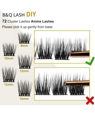 72 Cluster Lashes D Curl | Natural DIY Eyelash Extensions | Soft Fluffy Clusters (UK-FD-B42-D-8-16MIX) - Buy Online on GoSupps.com