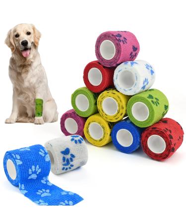 Twirush 12 Rolls Self-adhesive bandage for pets multifunctional tape animal association Hand tear waterproof elastic fixation bandage wrap adhesive association for humans (5cm x4.5 m) A multi-colored