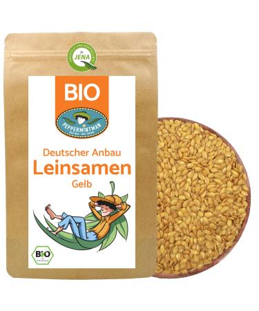 PEPPERMINTMAN Organic Golden Flax Seeds 500g - Whole Seeds - Golden Yellow Flax Seeds from German Culture - Peppermintman