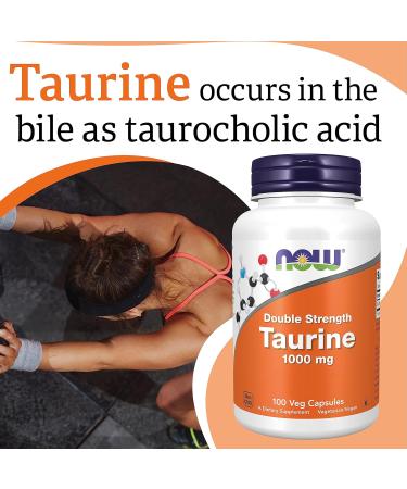 NOW Foods Taurine 1000mg Double Strength Vegan Capsules | Lab-Tested Amino Acid | Gluten-Free, Soy-Free, Vegetarian | Buy Online - Buy Online on GoSupps.com