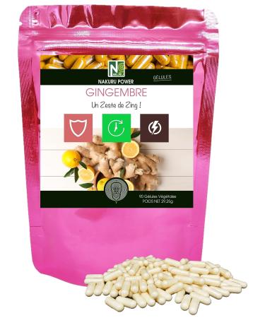 NAKURU | Gingembre | Gamme Power | Fabriqu en France | "Un Zeste de Zing!" (90 G lules V g tales de 325mg / Poids Net: 29 25g) 90 unit (Lot de 1)