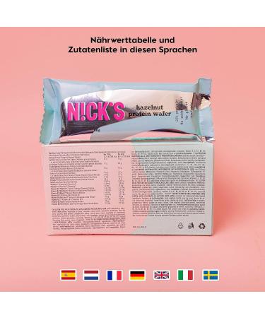 Nicks Hazelnut Protein Wafer Bars - 25% Protein Low Carb Gluten-Free No Added Sugar - 24 Pack (40g Each) | Healthy Chocolate Snacks - Buy Online on GoSupps.com