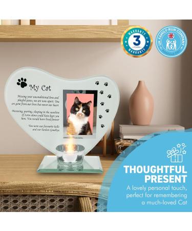My Cat Glass Memorial Candle Holder and Photo Frame | Grief Sympathy Gift for cat Owners | Memorial plaques for Pets | cat Frame Memorial | Remembrance for cat | cat Candle Holder | in Memory of pet - Buy Online on GoSupps.com