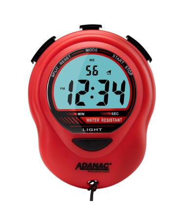Marathon ST083013RD Adanac Digital Glow Stopwatch Timer with Extra Large Display and Digits - Battery Included (Red)