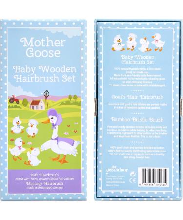 Yellodoor All-Natural Baby Hair Brush Set - 2 Wooden Brushes in Gift Box | Soft Goat Hair Bristles | Ideal Cradle Cap Brush - Buy Online on GoSupps.com