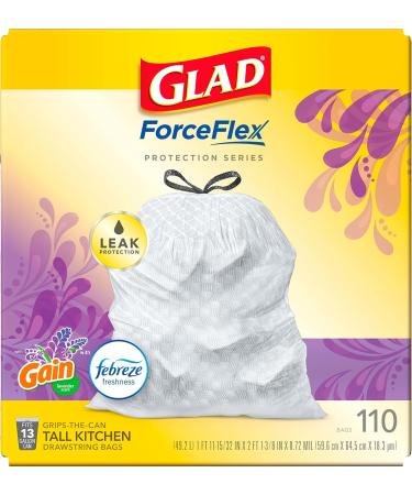 Glad ForceFlex 13 Gallon Kitchen Trash Bags, 110 Count - Gain Lavender with Febreze - Buy Online on GoSupps.com
