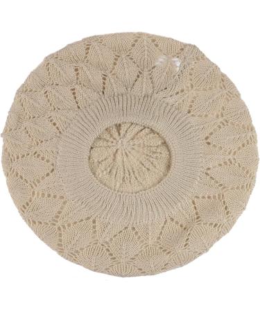 BYOS Parisian Chic Crochet Cutout Knit Beret Beanie Hat 2-pack in Leafy Beige & Black - Soft Lightweight Design - Buy Online on GoSupps.com