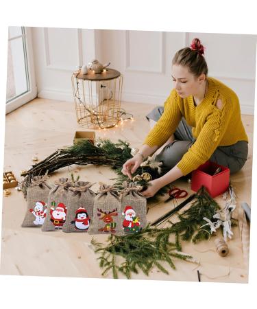 LALAFINA 10pcs Christmas Drawstring Bag Candy Bags Snack Bags Packing Bag Xmas Drawstring Bag Linen - Buy Online on GoSupps.com