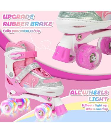 Light Up Roller Skates for Kids - Adjustable Size Pink Skates for Boys and Girls Beginners (10C-1Y) - Buy Online on GoSupps.com