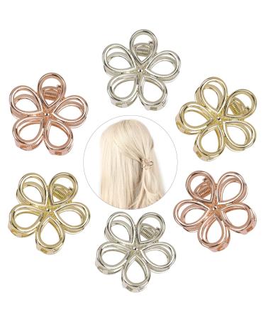 VinBee 6 PACK Metal Mini Flower Hair Claw Clips Hair Catch Barrette Jaw Clamp Hairpins Hair Accessories for Girls Women Small Flower hair clips