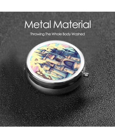 Fairytale Castle Round Pill Box - 3 Compartment Portable Organizer for Purse & Pocket | Travel-Friendly Pill Case - Buy Online on GoSupps.com