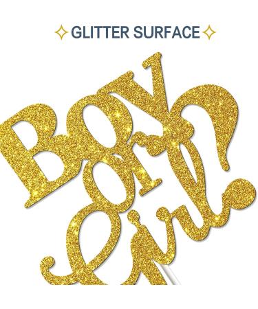 Tenhaisi Boy or Girl Cake Topper Boy and Girl Baby Shower Party Supplies Decor Gender Reveal Party Decoration Gold Glitter - Buy Online on GoSupps.com