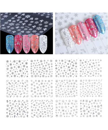 2 Sheet nail stickers Metal applique snowflake nail decals gold and silver Christmas 3D nail sticker 3d Celebrity nail polish Xmas nail art sticker Adhesive star nail stickers - Buy Online on GoSupps.com
