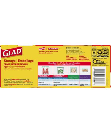 Glad Quart Zipper Food Storage Bags, 200 Count - Pack of 4 | Clear Plastic Bags for Trash & Food Storage (79106) - Buy Online on GoSupps.com