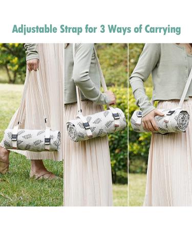 Willow Weave Washable Picnic Blanket | Waterproof Beach Mat | Camping & Emergency Blanket | Sand Free | Shoulder Strap & Waterproof Backing | Leaf Design - Buy Online on GoSupps.com