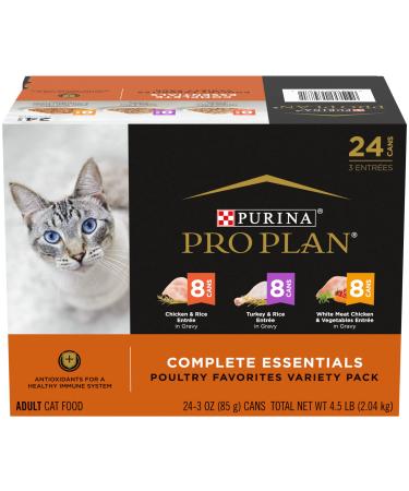 Purina Pro Plan Entrees in Gravy Adult Canned Wet Cat Food (Packaging May Vary) Variety Pack (24) 3 oz. Cans