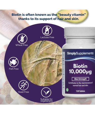 Biotin 10000 mcg Tablets for Healthy Hair & Skin | Vegan Friendly | 120 Tablets | UK Manufactured - Buy Online on GoSupps.com