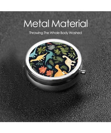 Cute Dinosaur Round Pill Box | 3 Compartment Portable Travel Medicine Organizer | Mini Decorative Pocket Purse - Buy Online on GoSupps.com