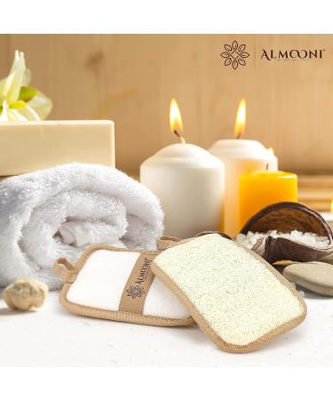 Almooni Premium Egyptian Exfoliating Loofah Pad Body Scrubber - Natural Egyptian Shower Sponge - 2 Pack - Buy Online on GoSupps.com