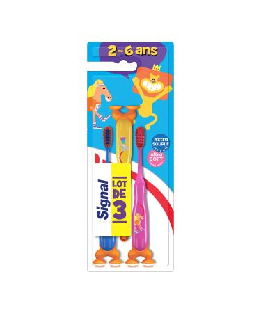 Signal Soft Toothbrushes for Children 2-6 Years Pack of 3 King of the Jungle 2-6 Years
