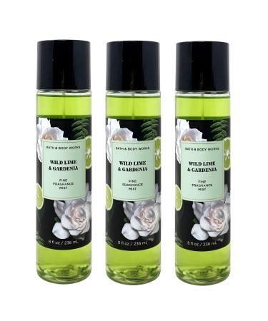 Bath and Body Work Wild Lime & Gardenia Fine Fragrance Mist Bundle - Set of 3